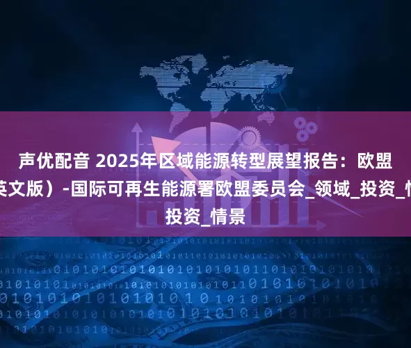 声优配音 2025年区域能源转型展望报告：欧盟（英文版）-国际可再生能源署欧盟委员会_领域_投资_情景