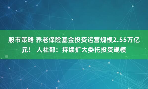 股市策略 养老保险基金投资运营规模2.55万亿元！ 人社部：持续扩大委托投资规模